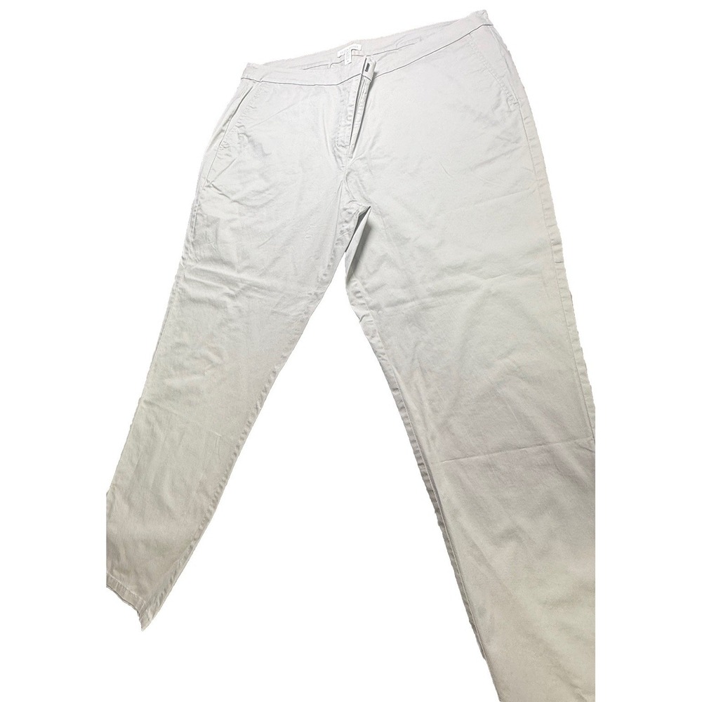 Eileen Fisher Size 16  Straight Leg Ankle Pants Khaki Organic Cotton Blend